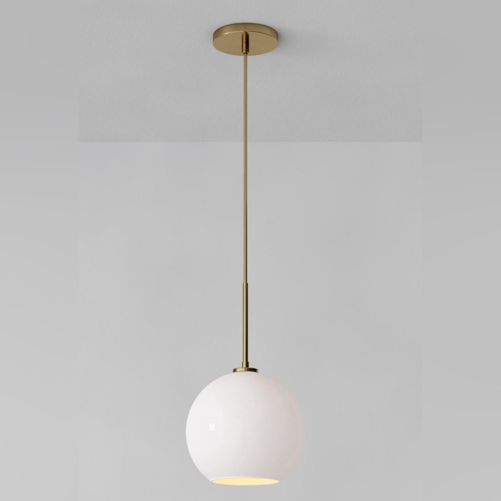 11” West Elm Milk Glass Globe Shaped Pendant Light